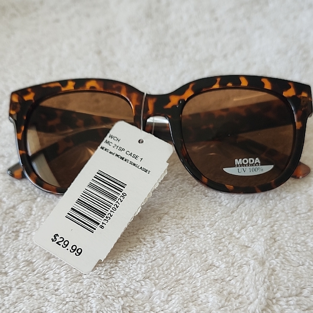 Moda Brown Tortoiseshell Men And Womens Plastic Sunglasses